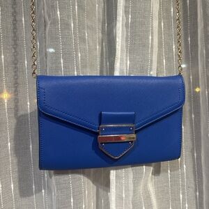 Aldo Royal Blue Clutch with Gold Chain